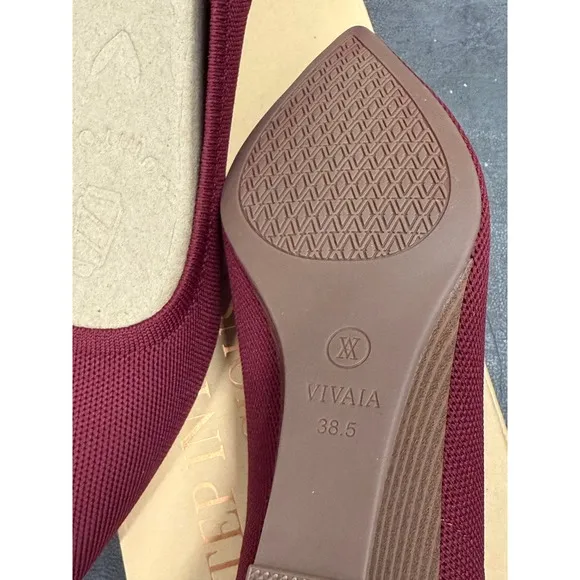 Vivaia Wedge Heel Knit Pointed Toe Slip On  Shoes Burgundy EU/38.5 US/7.5
