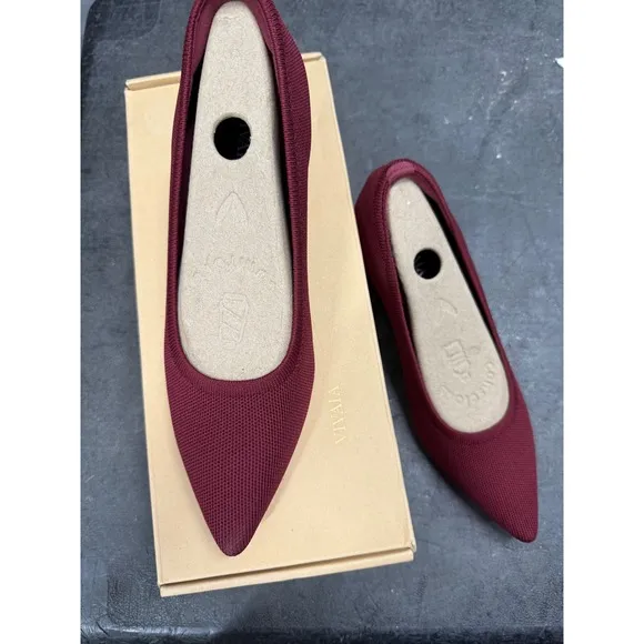 Vivaia Wedge Heel Knit Pointed Toe Slip On  Shoes Burgundy EU/38.5 US/7.5
