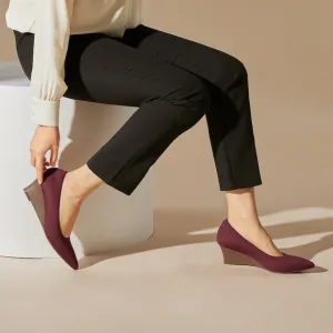 Vivaia Wedge Heel Knit Pointed Toe Slip On  Shoes Burgundy EU/38.5 US/7.5