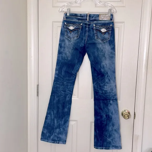 VO Jeans Trendy Tie-Dye Style Blue Straight Legs Jeans Size 28