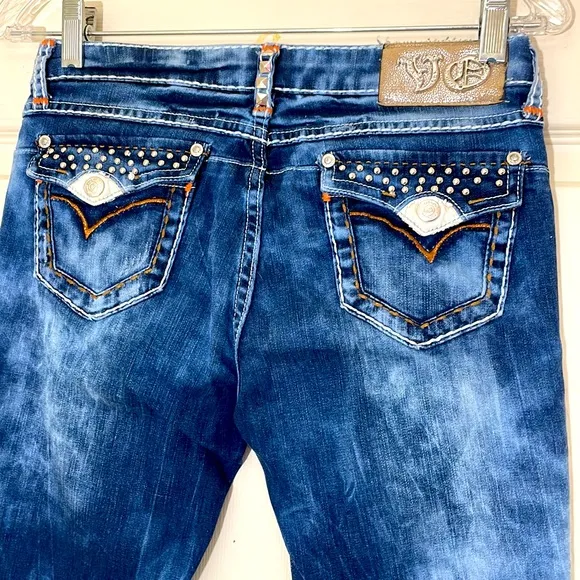 VO Jeans Trendy Tie-Dye Style Blue Straight Legs Jeans Size 28