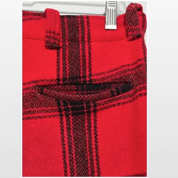 Vtg 50s Genuine Boat Sail Drill Pants Mens Wool Outdoors Hunting Red Black Plaid
