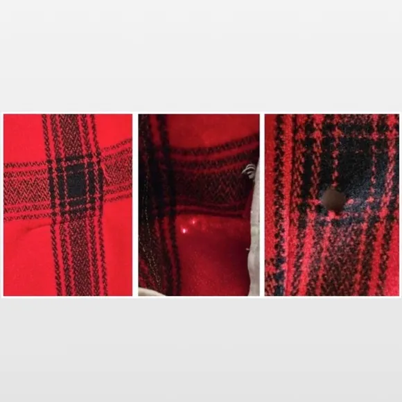Vtg 50s Genuine Boat Sail Drill Pants Mens Wool Outdoors Hunting Red Black Plaid
