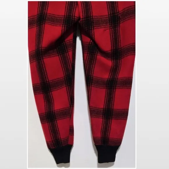 Vtg 50s Genuine Boat Sail Drill Pants Mens Wool Outdoors Hunting Red Black Plaid