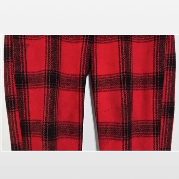 Vtg 50s Genuine Boat Sail Drill Pants Mens Wool Outdoors Hunting Red Black Plaid