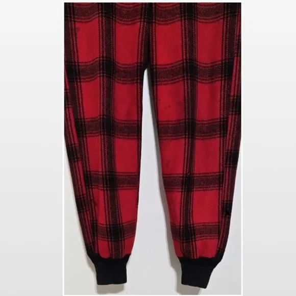 Vtg 50s Genuine Boat Sail Drill Pants Mens Wool Outdoors Hunting Red Black Plaid