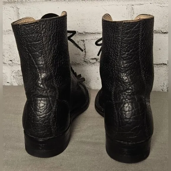 VTG Brahma Canada West Black Leather Roper Kiltie Justin Western Riding Boots