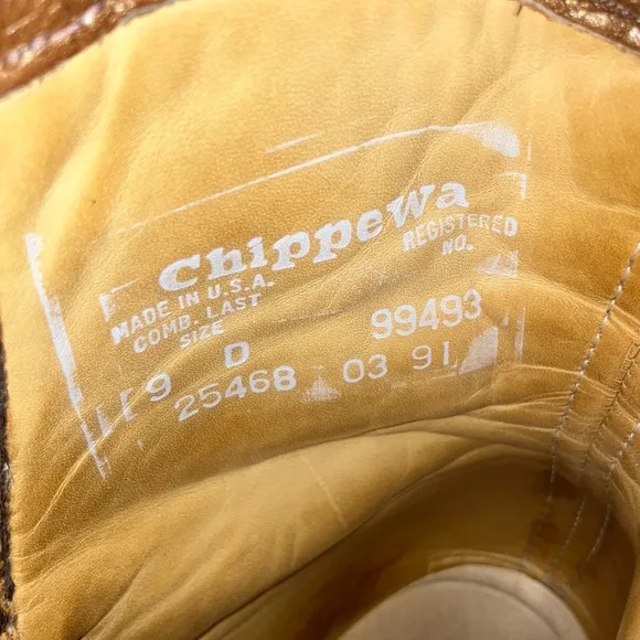 Vtg Chippewa USA Tan and Brown Leather Boots High-Top Design - New Sole