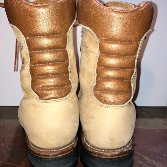 Vtg Chippewa USA Tan and Brown Leather Boots High-Top Design - New Sole