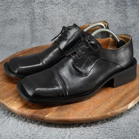Vtg Clarks Men's 9 Women's 10.5 Y2K Super Wide Square Toe Lace Up Oxford Chunky