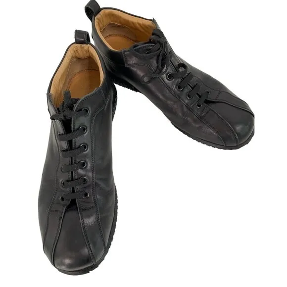 VTG Emporio Armani Leather Skywalk Sneakers Black Size 9 EU 42 2-Wide Shoes 6987