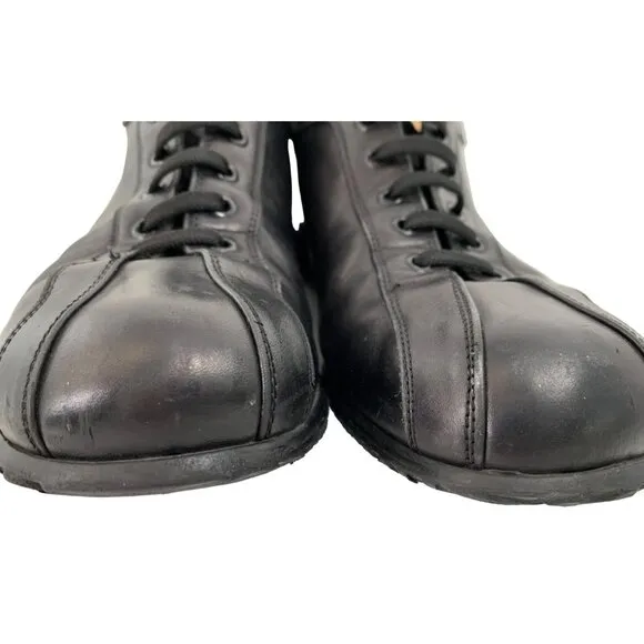 VTG Emporio Armani Leather Skywalk Sneakers Black Size 9 EU 42 2-Wide Shoes 6987