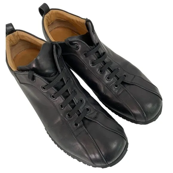 VTG Emporio Armani Leather Skywalk Sneakers Black Size 9 EU 42 2-Wide Shoes 6987