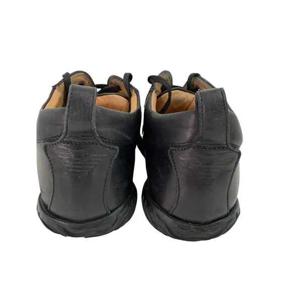 VTG Emporio Armani Leather Skywalk Sneakers Black Size 9 EU 42 2-Wide Shoes 6987