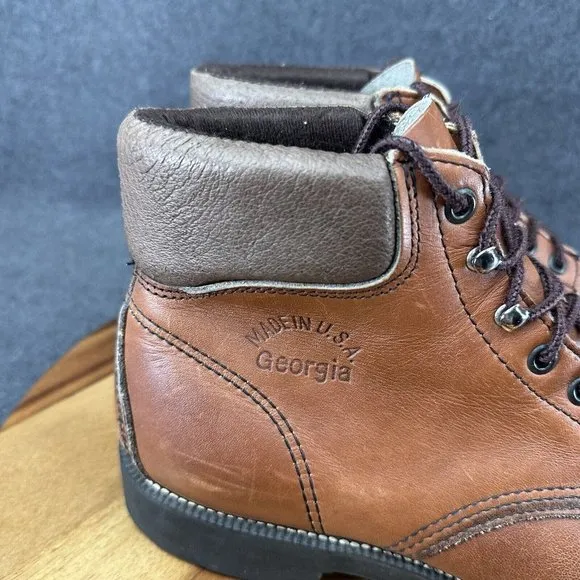 VTG Georgia Ankle Work Lace Up Boots Made In USA Slip Resistant Carbo Tec Sz 9
