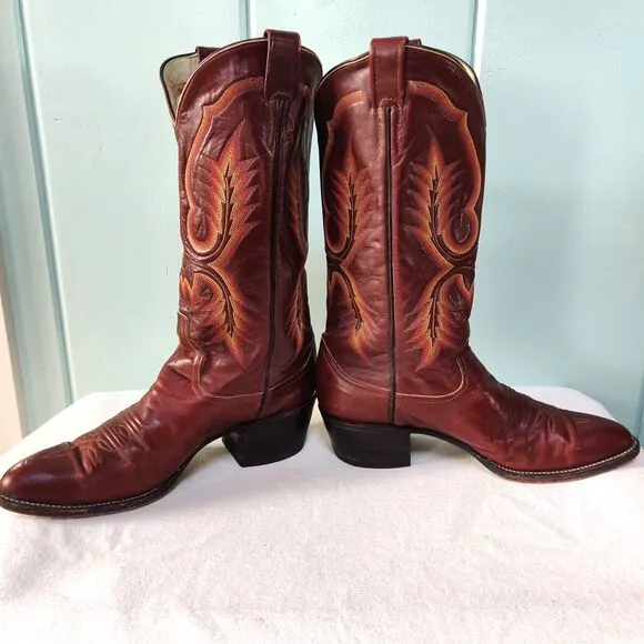 VTG Larry Mahans 70s-80s Leather Cowboy Boots Men's 9.5-10 Brown, Made In Texas