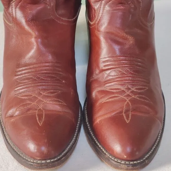 VTG Larry Mahans 70s-80s Leather Cowboy Boots Men's 9.5-10 Brown, Made In Texas