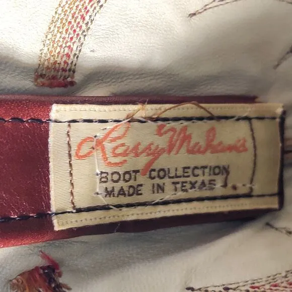 VTG Larry Mahans 70s-80s Leather Cowboy Boots Men's 9.5-10 Brown, Made In Texas
