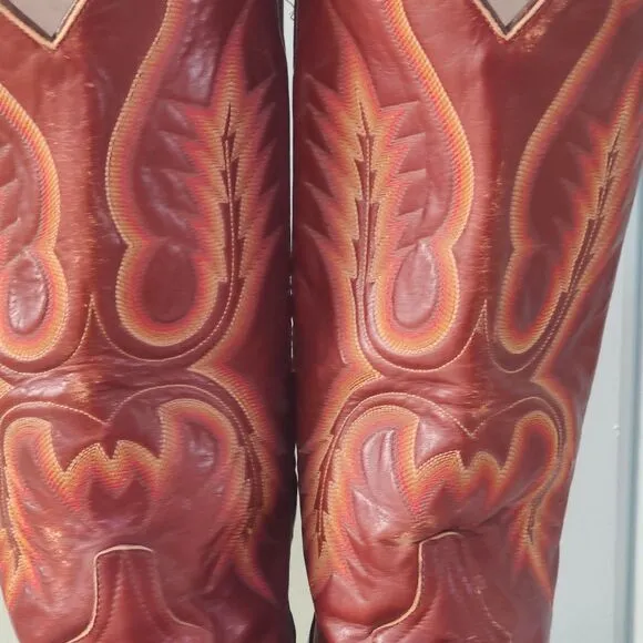 VTG Larry Mahans 70s-80s Leather Cowboy Boots Men's 9.5-10 Brown, Made In Texas