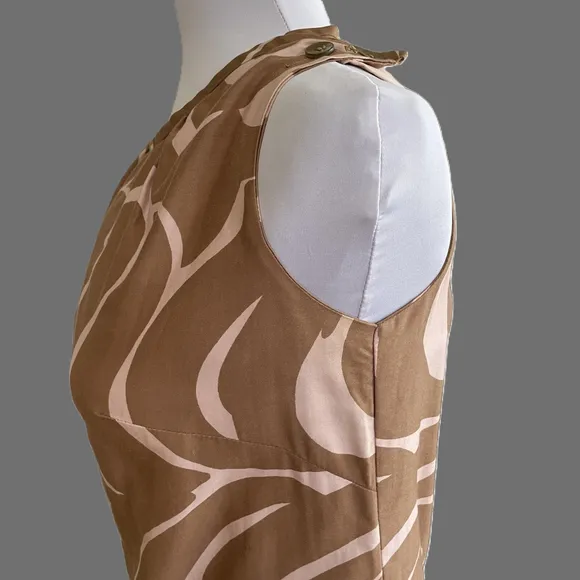 VTG MCM Hawaiian Edna Oliver Pink Tan Floral Sleeveles 60s Mini Dress Size S