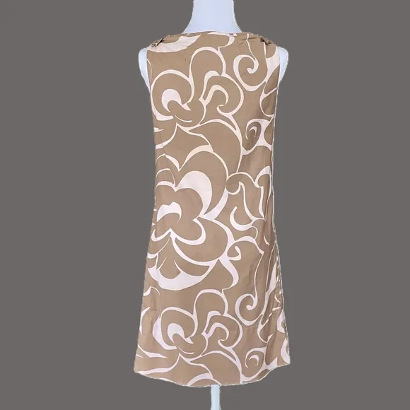 VTG MCM Hawaiian Edna Oliver Pink Tan Floral Sleeveles 60s Mini Dress Size S