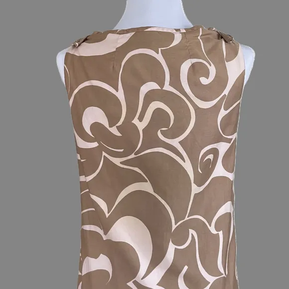 VTG MCM Hawaiian Edna Oliver Pink Tan Floral Sleeveles 60s Mini Dress Size S