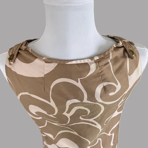 VTG MCM Hawaiian Edna Oliver Pink Tan Floral Sleeveles 60s Mini Dress Size S