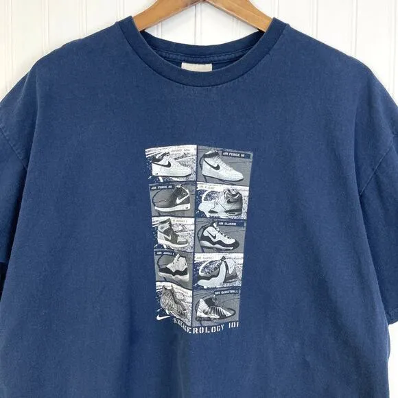 VTG Nike Silver Tag Mens XL Sneakerology 101 T-Shirt Sneakerhead Air Jordans Y2K