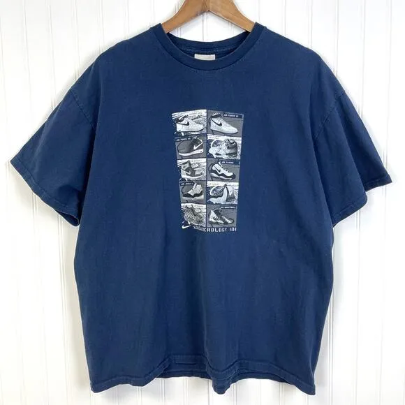 VTG Nike Silver Tag Mens XL Sneakerology 101 T-Shirt Sneakerhead Air Jordans Y2K