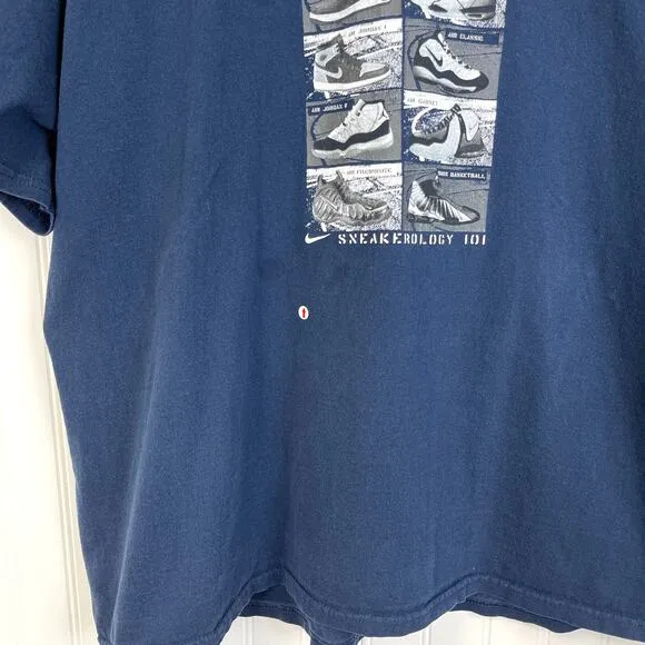 VTG Nike Silver Tag Mens XL Sneakerology 101 T-Shirt Sneakerhead Air Jordans Y2K