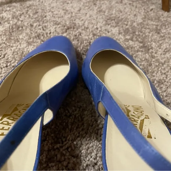 VTG Salvatore Ferragamo Women's Blue Slingback Shoes