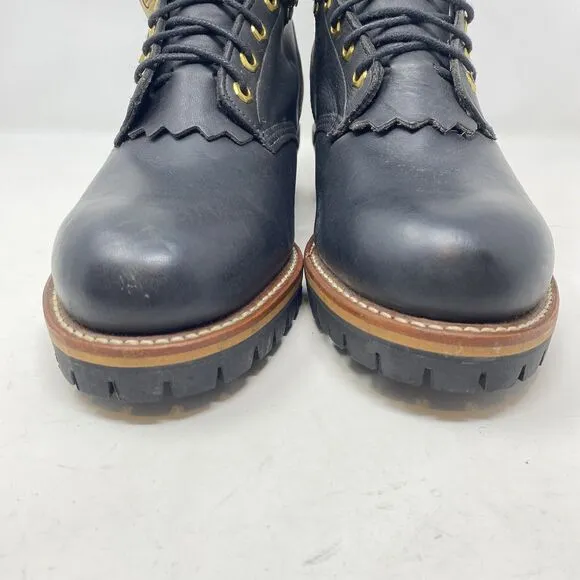 VTG USA Chippewa Black Logger Work Boots Mens Size 12D  10&quot; Unlined 25510