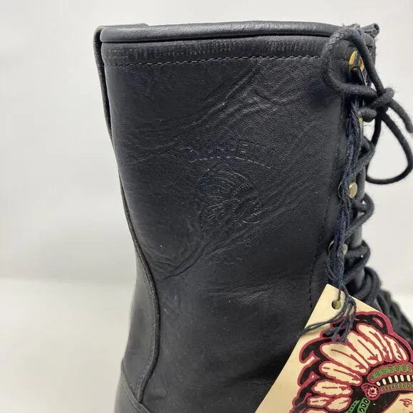 VTG USA Chippewa Black Logger Work Boots Mens Size 12D  10&quot; Unlined 25510
