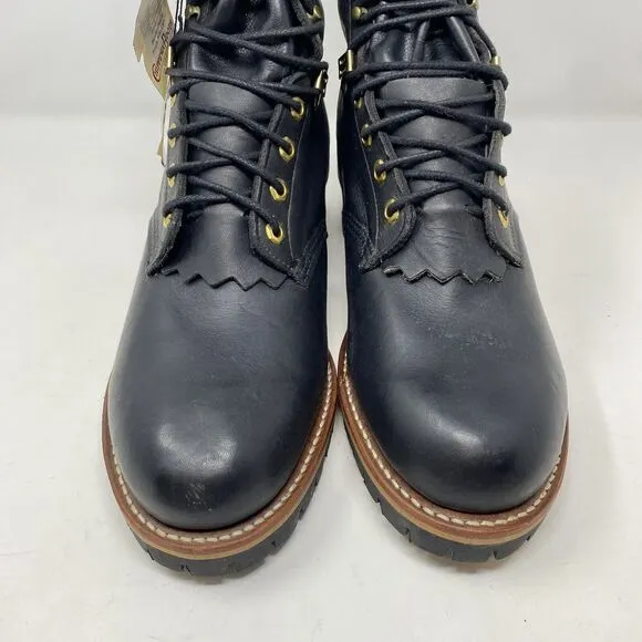 VTG USA Chippewa Black Logger Work Boots Mens Size 12D  10&quot; Unlined 25510