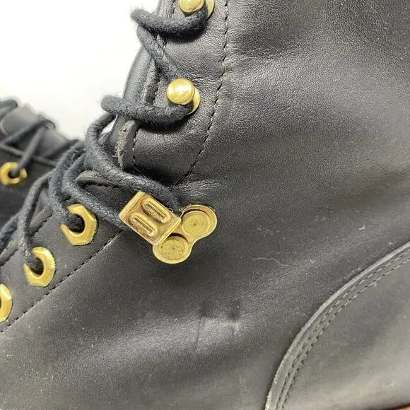VTG USA Chippewa Black Logger Work Boots Mens Size 12D  10&quot; Unlined 25510
