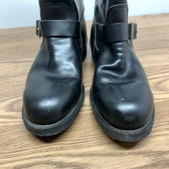 Vtg Work N Sport Engineer Boots Black Leather Motorcycle Men's 9EE Steel Toe USA