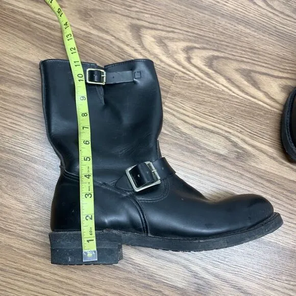 Vtg Work N Sport Engineer Boots Black Leather Motorcycle Men's 9EE Steel Toe USA