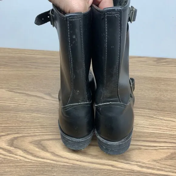 Vtg Work N Sport Engineer Boots Black Leather Motorcycle Men's 9EE Steel Toe USA