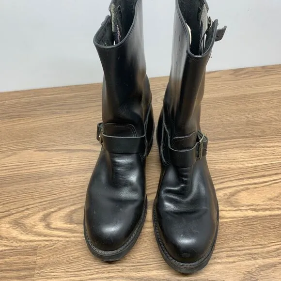 Vtg Work N Sport Engineer Boots Black Leather Motorcycle Men's 9EE Steel Toe USA