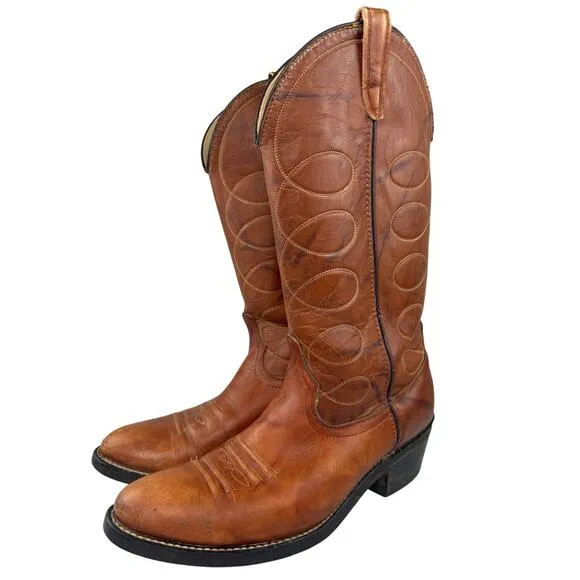 Vulcain Western cowboy brown boots neoprene oil resistant size 9.5D made in USA