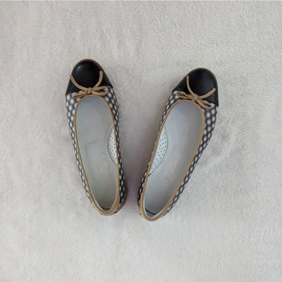 Walter Genuin Ballet Flat Slip On Pearl Grey and Black Dots Golf Shoes