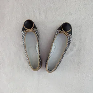 Walter Genuin Ballet Flat Slip On Pearl Grey and Black Dots Golf Shoes