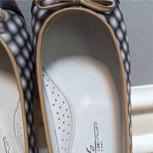 Walter Genuin Ballet Flat Slip On Pearl Grey and Black Dots Golf Shoes