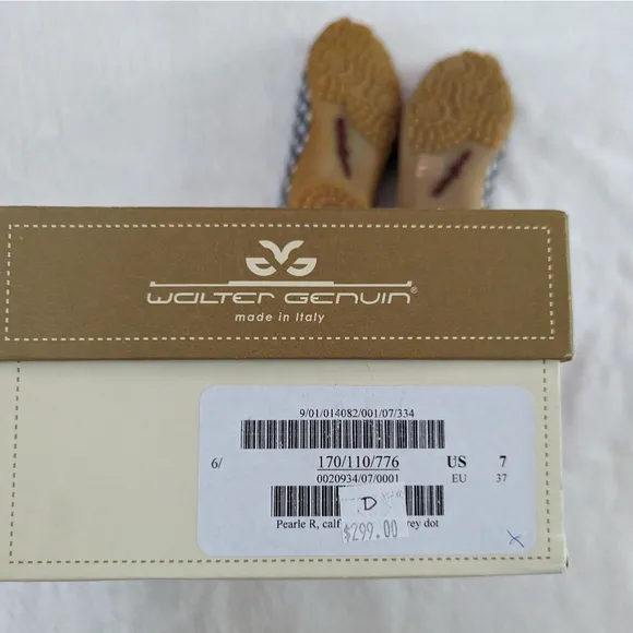 Walter Genuin Ballet Flat Slip On Pearl Grey and Black Dots Golf Shoes