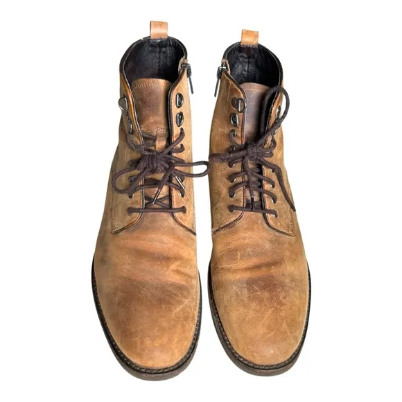 Warfield &amp; Grand Crocker Natural Leather Lace-Up Boots Tan Combat Style, Size 11