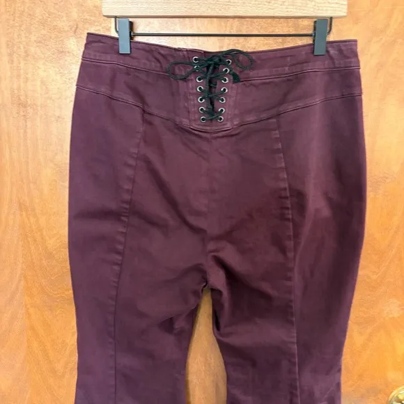 We The Free People CRVY Super High Rise Back Lace Up Flare Jeans Bell Bottoms 32