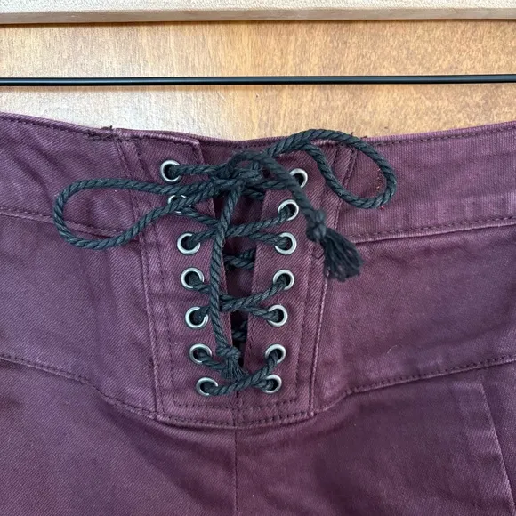 We The Free People CRVY Super High Rise Back Lace Up Flare Jeans Bell Bottoms 32