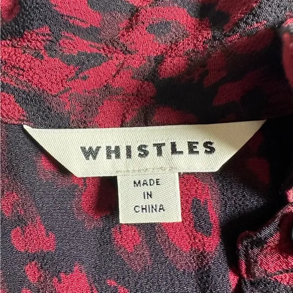 WHISTLES Women’s Red Multi Jungle Cat Utility Button Front Shirt Dress- Size 4