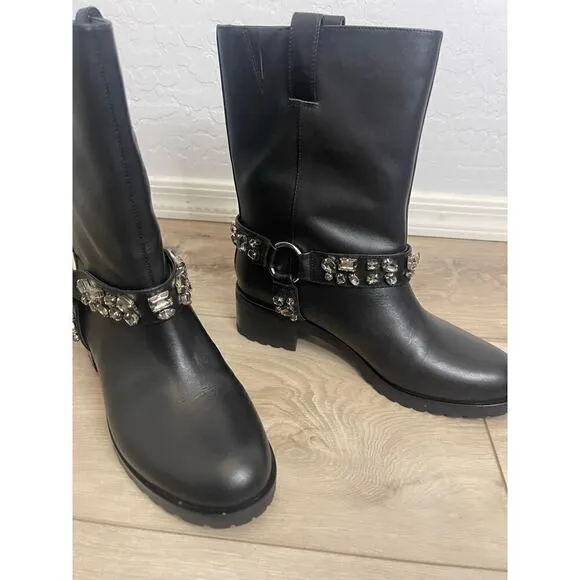 White House Black Market | Leather Moto Studded Boots