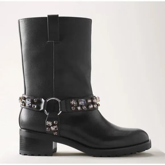 White House Black Market | Leather Moto Studded Boots